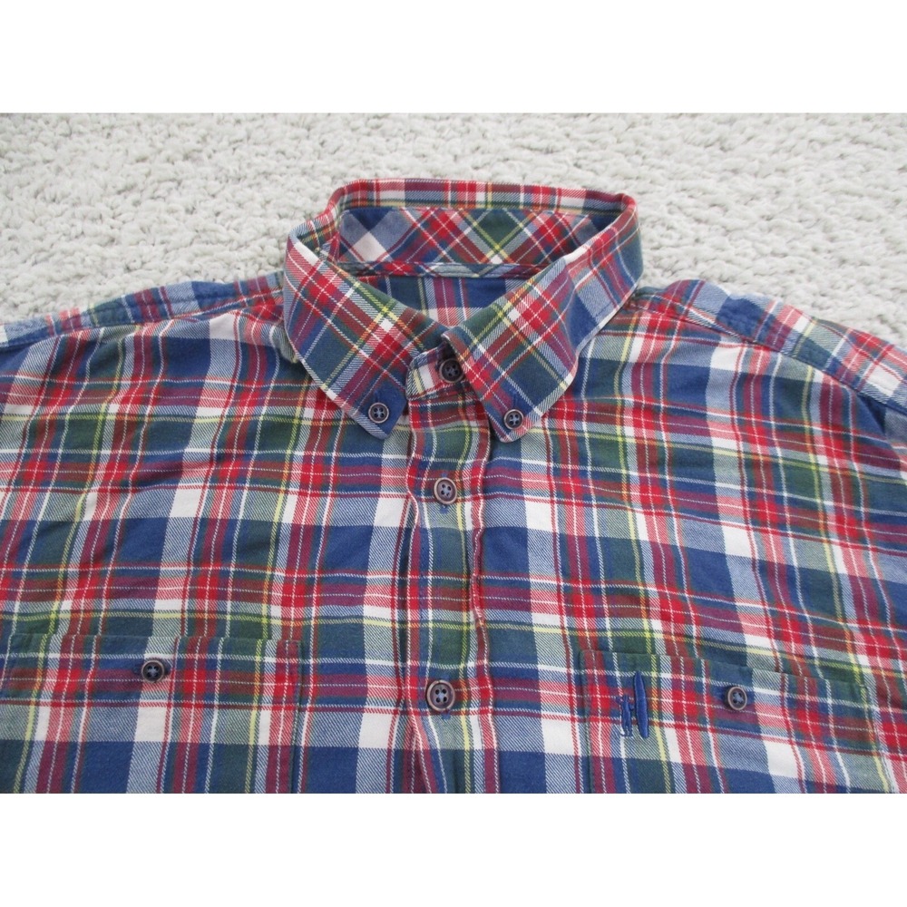 Johnnie O Shirt Mens Medium Red Plaid Preppy Long Sleeve Button Flannel A2